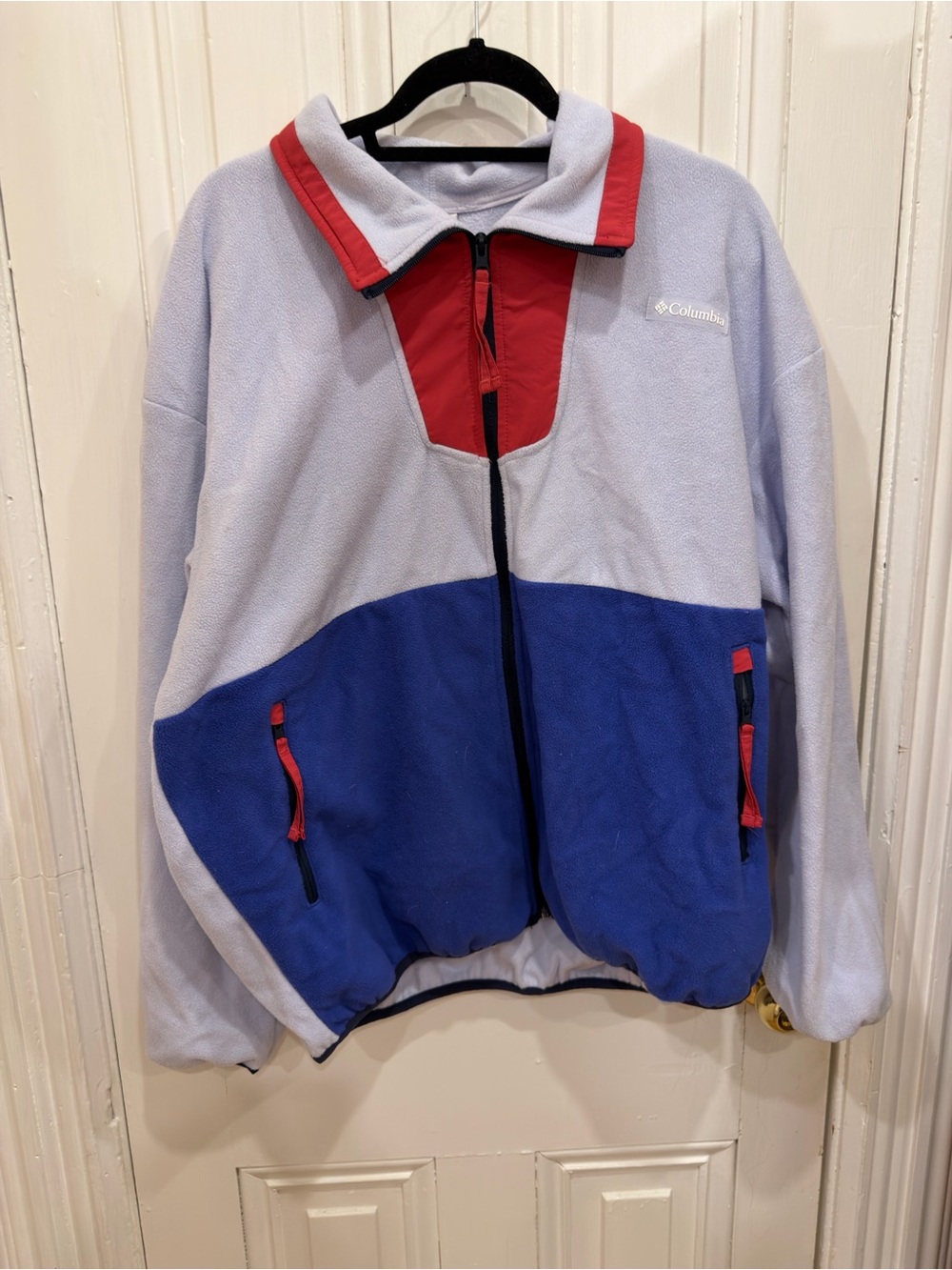 Columbia Colorblock Fleece Jacket in Light lilac, Royal Blue & Red